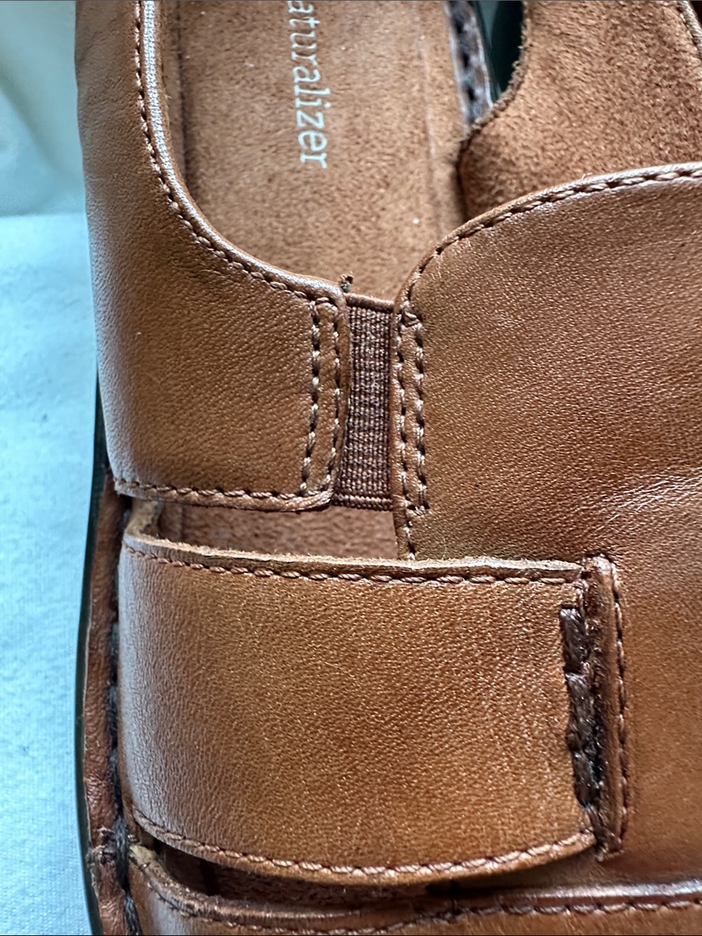 Naturalizer Tan Brown Leather Sandals. - Picture 9 of 10